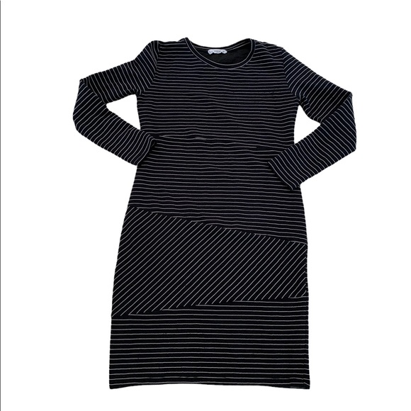 Mango Black & White Long Sleeve Dress Size 6 - Picture 5 of 17